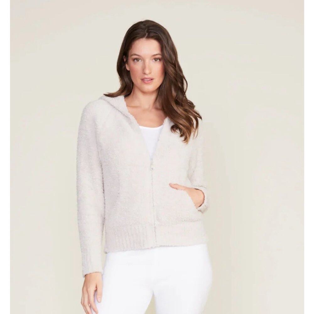 BAREFOOT DREAMS Cozy Chic Long sleeve Fluffy pile Zip Up hoodie Size L A000988